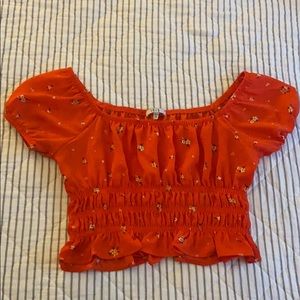 Floral red top